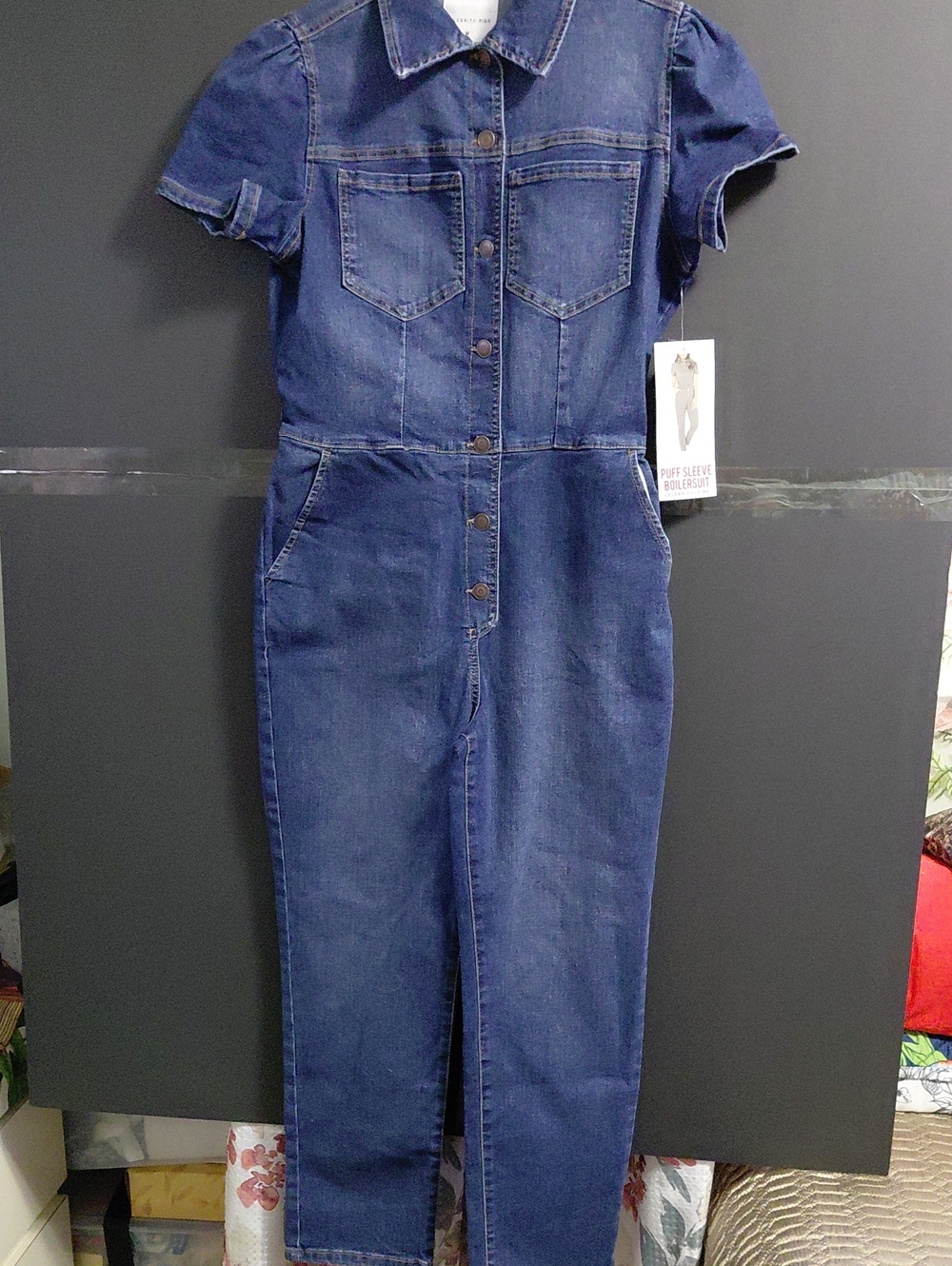 Celebrity Pink Dark Indigo Denim Boiler Suit